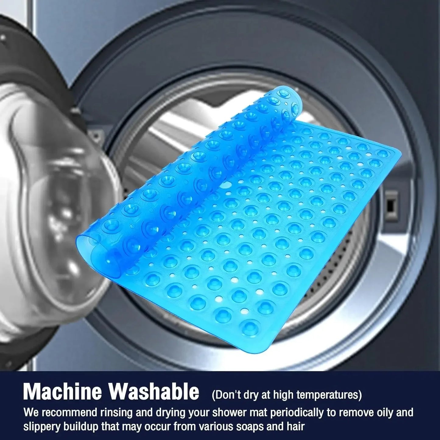 53x53cm Non Slip Shower Mat for Inside Shower Stall Mats for Bathroom Floor, Soft Bath Mat for Bathtubs with Big Suction Cups