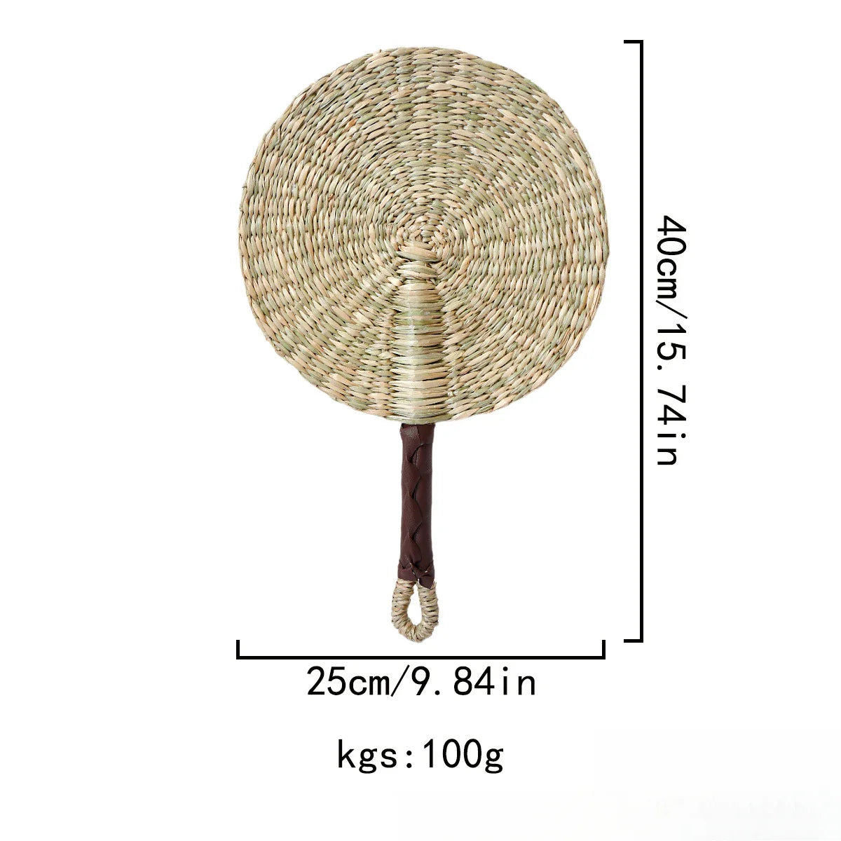 2025 New Hot-selling Seagrass Woven Straw Fan Wall Hanging African Element Wind Wall Decoration Daily Summer Hand Crank Pu
