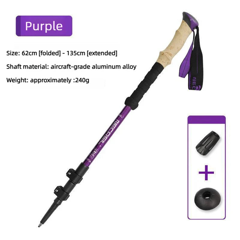 2PCS Aluminum Hiking Sticks Telescoping Trekking Poles Ultralight Portable Climbing walking stick Mountaineering