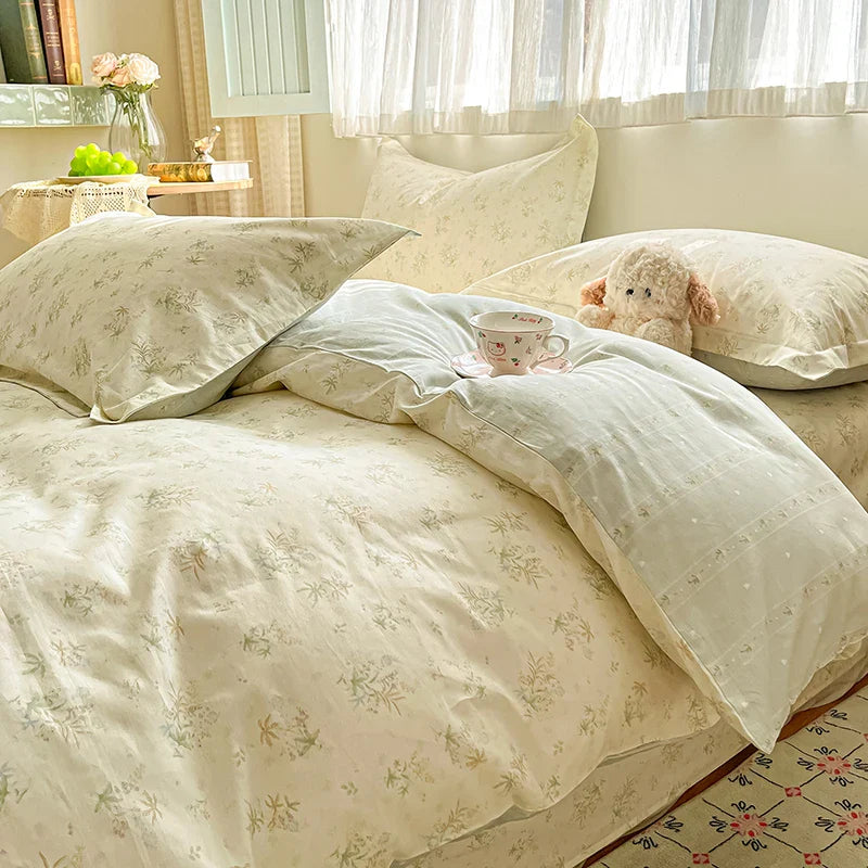 High Quality Cotton Luxury Floral Style Bedding Set 100% Cotton Duvet Cover Set 1 Duvet Cover 2 Pillow Shams Single/Double/King