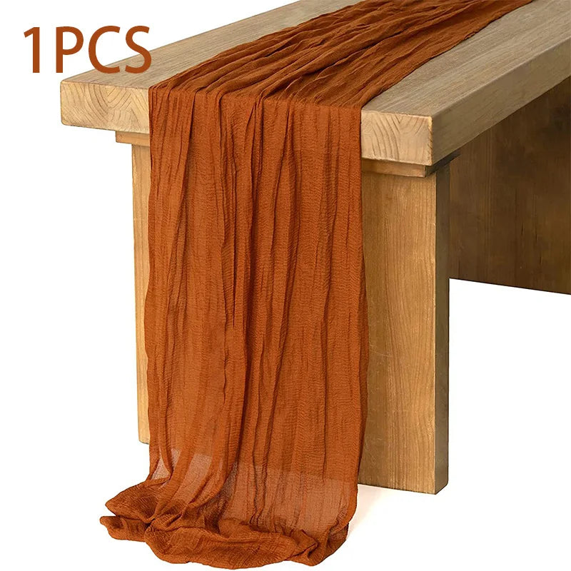 90x400CM Semi-Sheer Gauze Table Runner For Wedding Reception Sheer Bridal Shower Birthday Party banquet Xmas Table Decoration