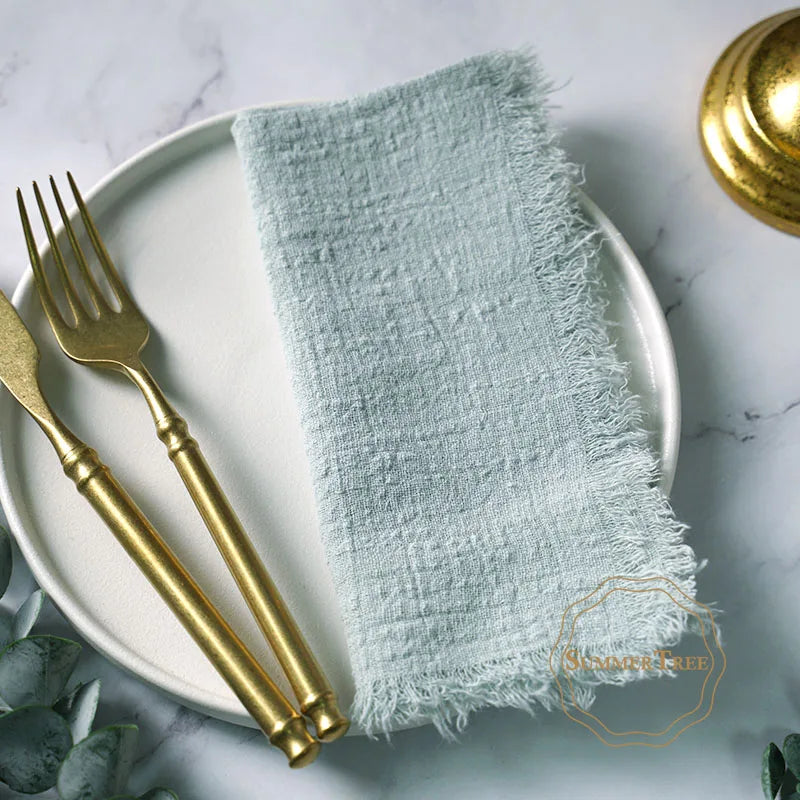 12PCS Napkins 41x41cm Cotton Cloth Gauze Retro Burr Rustic Kitchen Towel Dining Place Mat Wedding Party Linen Napkin Table Decor