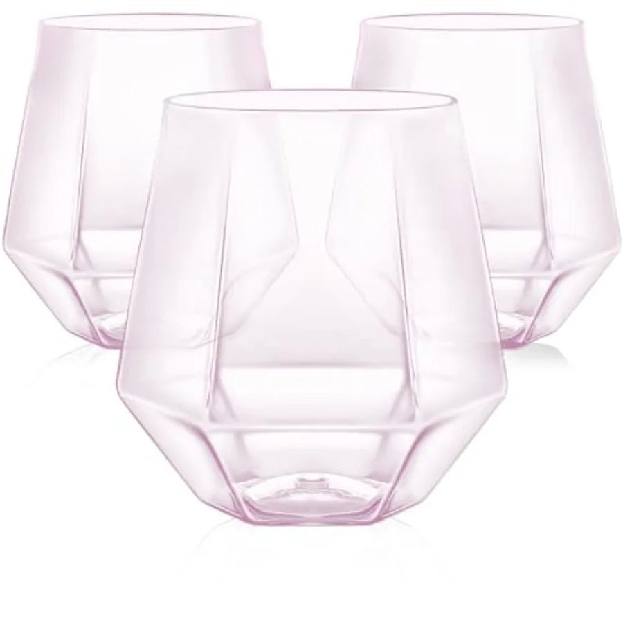 40 Pcak Plastic Stemless Wine cocktail Whiskey Champagne Glasses, 12 Oz Gold Rim Disposable Clear Unbreakable Cups for Party Ba