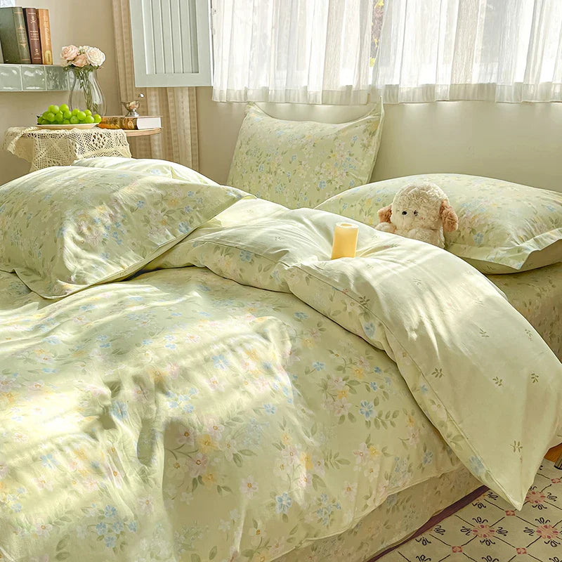 High Quality Cotton Luxury Floral Style Bedding Set 100% Cotton Duvet Cover Set 1 Duvet Cover 2 Pillow Shams Single/Double/King