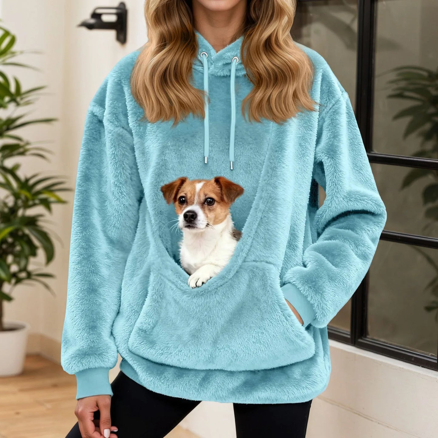 Hot Sale Hoodie Womens Fall And Winter Fleece Pet Pocket Hooded Sweatshirt Funny Pullover Top Cat And Dog Holder Carrier Hoodies