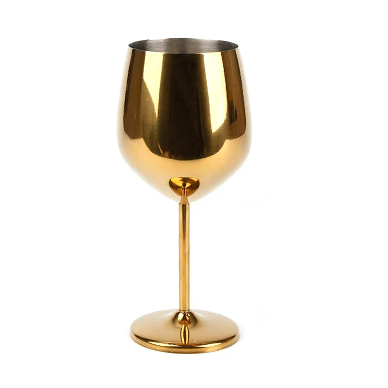 500ML Stainless Steel  Unbreakable Tall Champagne Glass Bar KTV European Style Goblet Glass Goblet Metal Red Wine Cocktail Glass