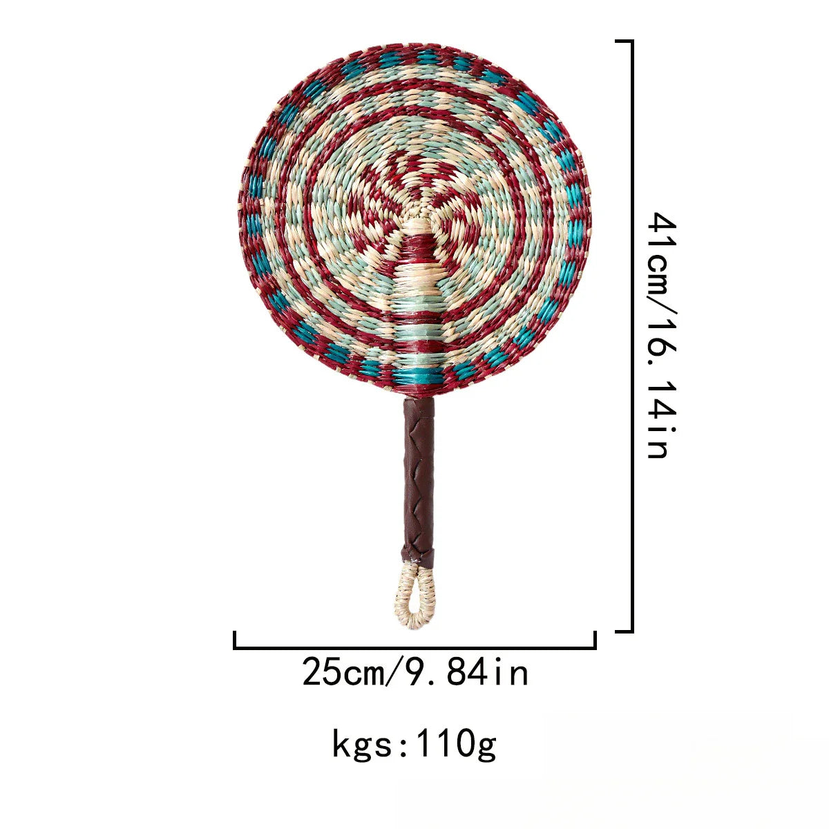 2025 New Hot-selling Seagrass Woven Straw Fan Wall Hanging African Element Wind Wall Decoration Daily Summer Hand Crank Pu