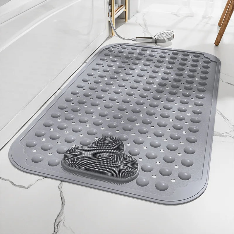 1pc PVC Non-slip Shower Mat with Suction Cups & Drain Holes, Massage Shower Rug Bathroom Mat Bathtub Mat Bath Rugs, 15.7x27.5in