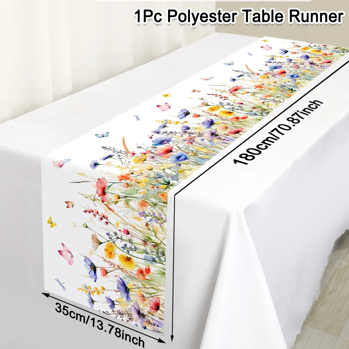 Spring Tulips Flower Fairy Table Runner Spring Summer Kitchen Dining Table Decor for Indoor Outdoor Home Holiday Party Decor