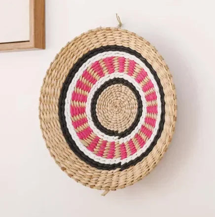 Boho Hand Woven Wall Basket Hanging Home Decorative Rustic Wall Basket Decor Pendants For Kitchen Farmhouse Table Living Room