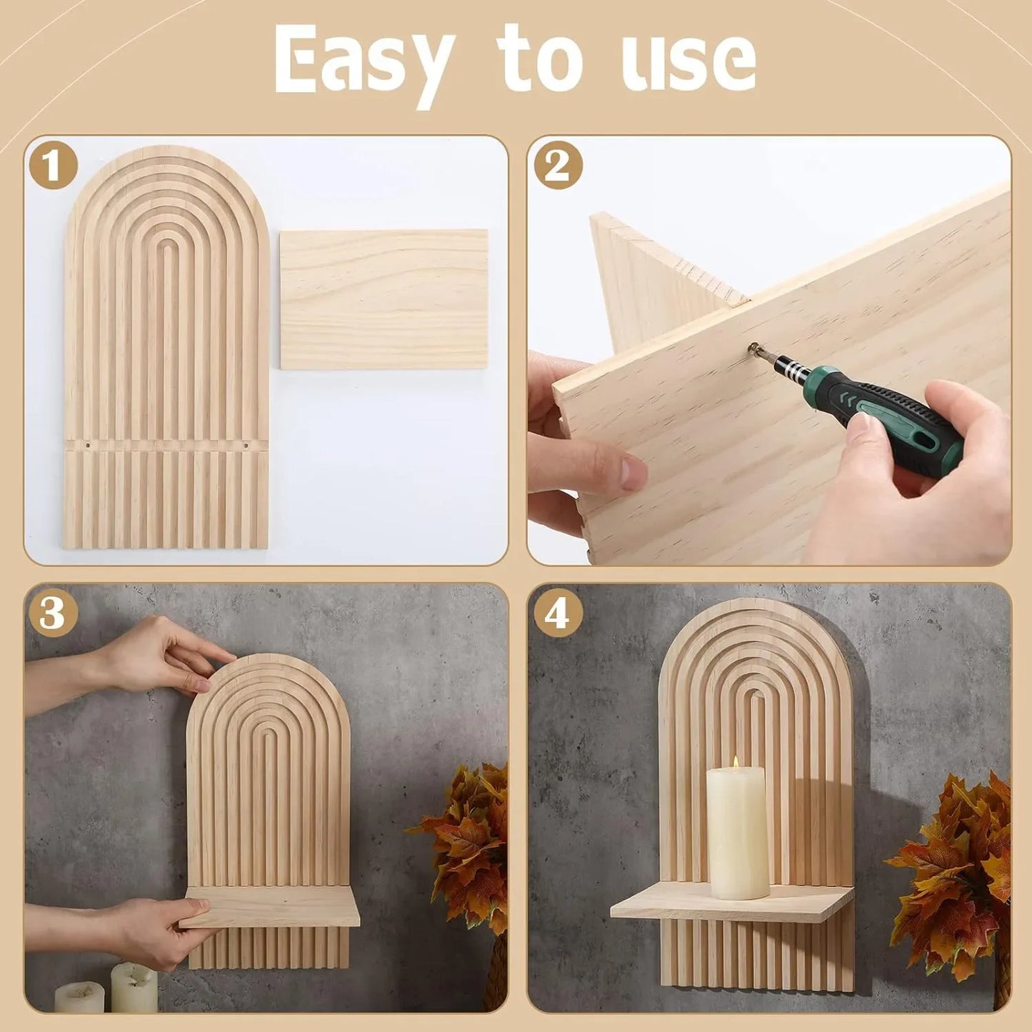 Boho Wooden Shelves for Wall Decorative Book Floating Wall Shelf for Living Room Bathroom Bedroom Classroom Office Nursery Home