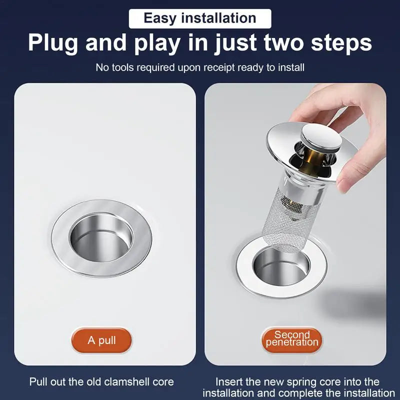 Stainless Steel Drain Strainer 2-in-1 Drain Protectors Sink Drains Filter Hair Catcher Sink Strainer Stopper For Bathroom