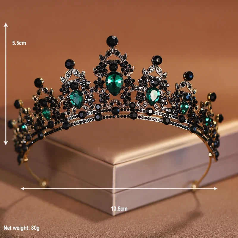 Bridal Headwear Black-Colour Women's Ballroom Crown Baroque Crystal Tiaras And Crowns Bridal Wedding Hair Accessories Jewelry