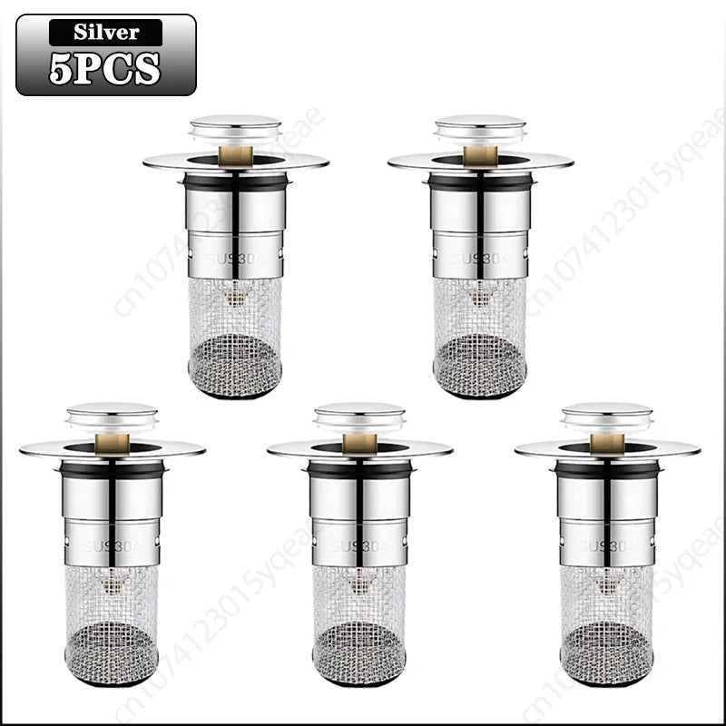 Durable Stainless Steel Floor Drain Stopper with Hair Catcher Anti Odor Pop Up Core for Bathroom Washbasin and Shower Cleaning