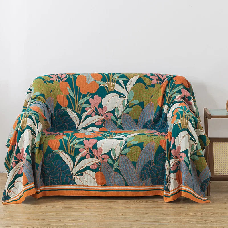 New Flowers Cotton Blanket Bedspread Single Double Home Decor Sofa Cover Summer Cooling Quilt Nap Blanket Cover Soft Bed Sheet