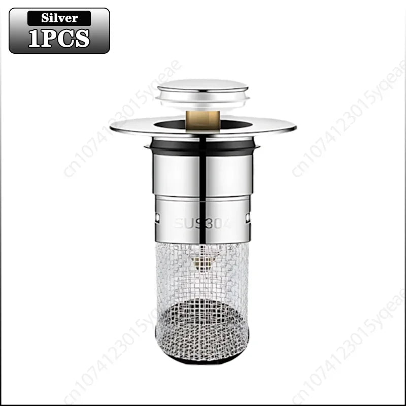 Durable Stainless Steel Floor Drain Stopper with Hair Catcher Anti Odor Pop Up Core for Bathroom Washbasin and Shower Cleaning