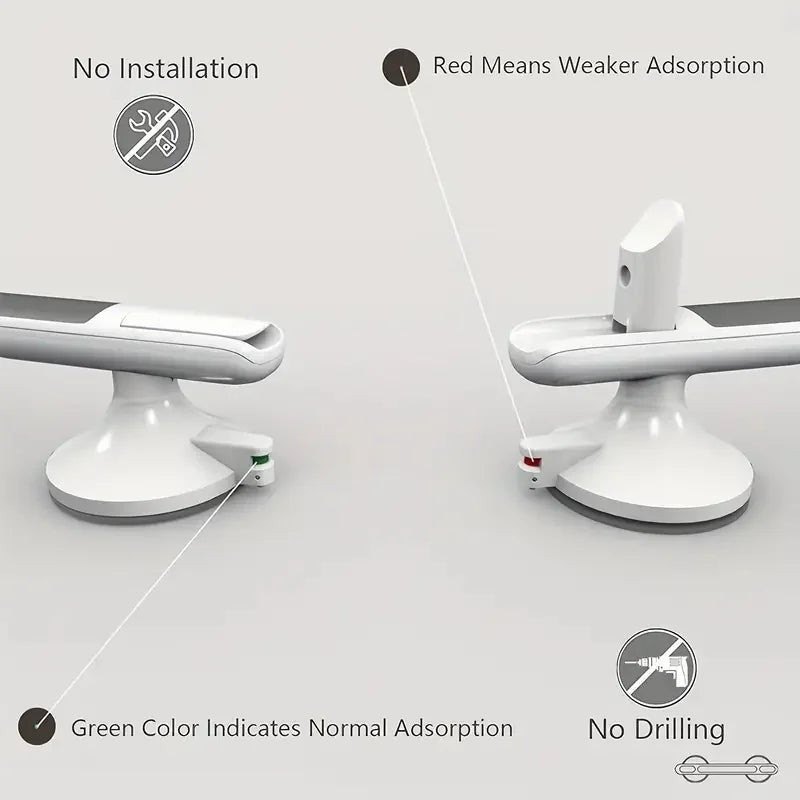1Pc Elderly Safety Grab Bar - No Drilling Required for Installation, Non-Slip Bathroom Handle with Strong Suction Cup, Heavy-Duty Plastic Structure, Suitable for Bathrooms, Kitchens, Living Rooms - Fall Protection for the Elderly, Easy to Install on Tiles