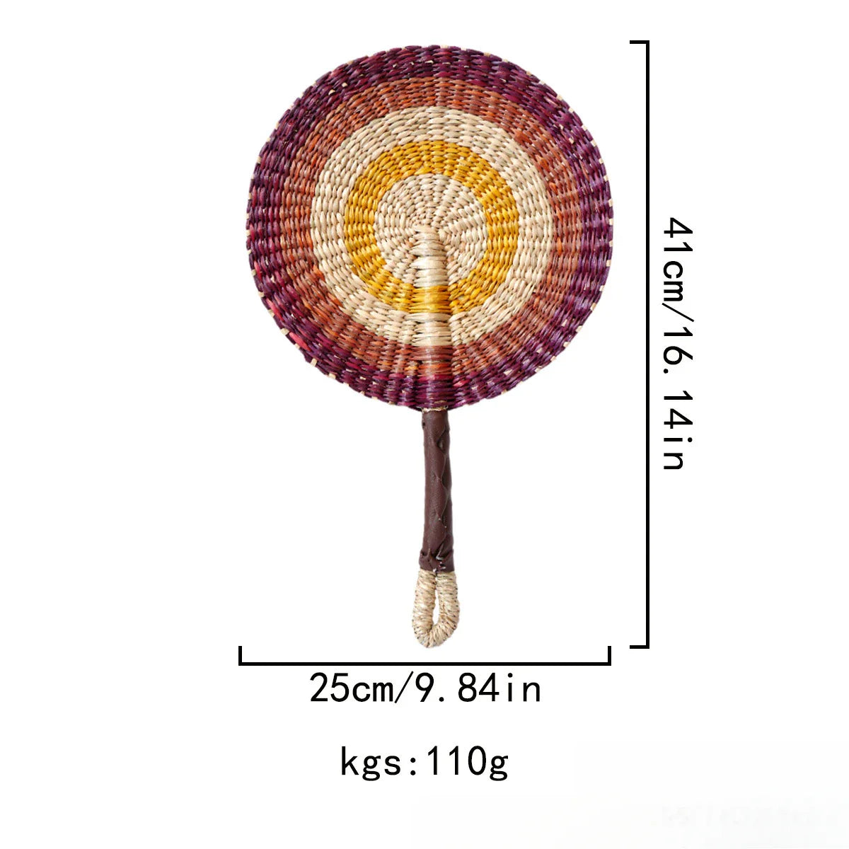 2025 New Hot-selling Seagrass Woven Straw Fan Wall Hanging African Element Wind Wall Decoration Daily Summer Hand Crank Pu
