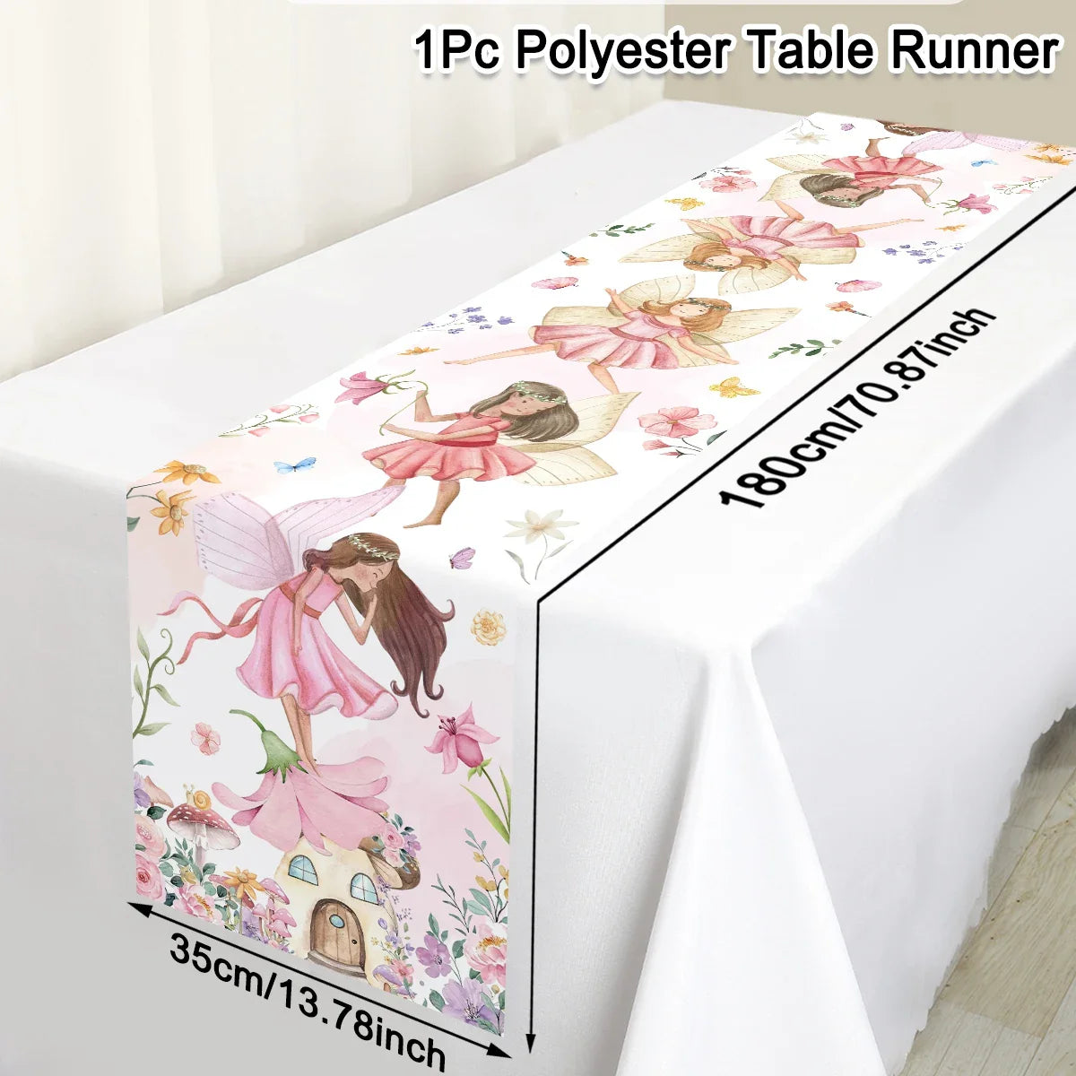 Spring Tulips Flower Fairy Table Runner Spring Summer Kitchen Dining Table Decor for Indoor Outdoor Home Holiday Party Decor