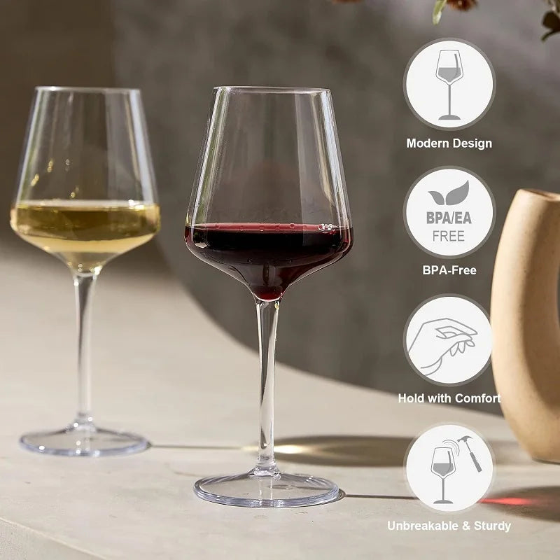 MICHLEY 2/4/6PCS Set Unbreakable Floating Plastic Wine Glass Goblet Transparent Tritan Plastic Wine Juice Drink Cup Pool Party