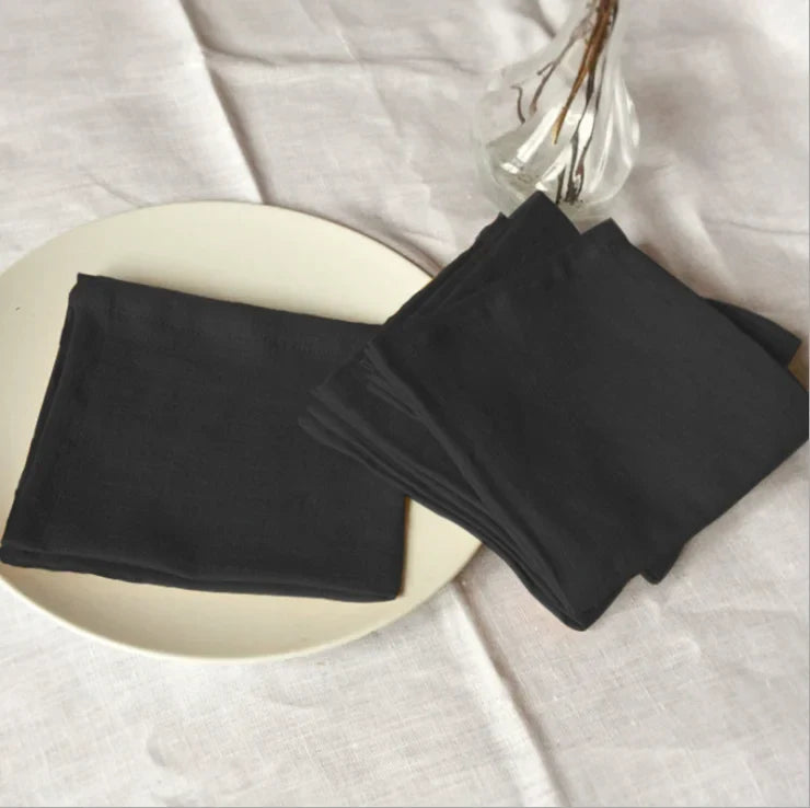 4PCS 40X40CM Pure Linen Napkins Cloths Soft Comfortable Fabric Reusable Kitchen Accessories for Wedding Birthday Parties