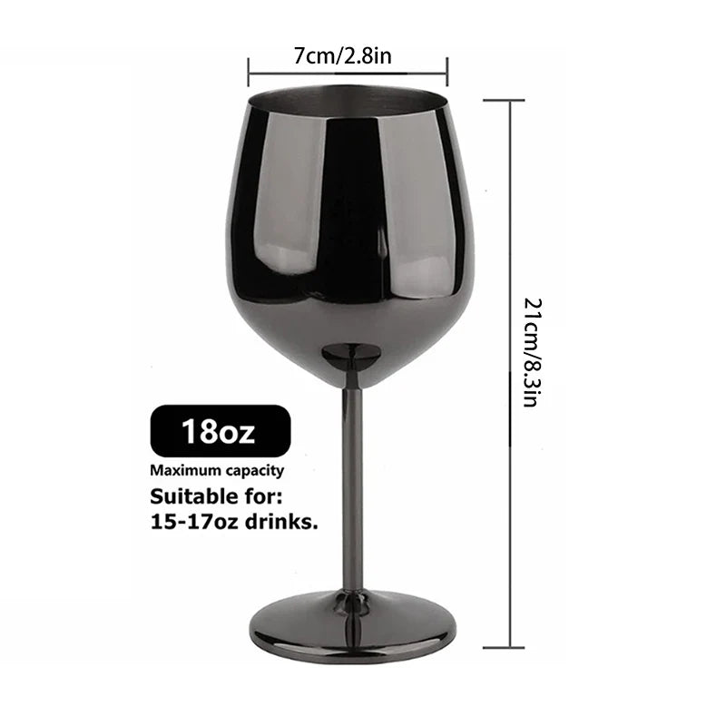 500ML Stainless Steel  Unbreakable Tall Champagne Glass Bar KTV European Style Goblet Glass Goblet Metal Red Wine Cocktail Glass