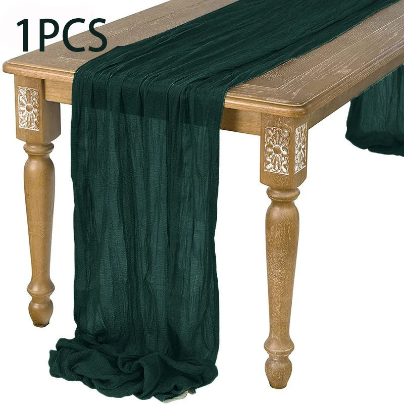 90x400CM Semi-Sheer Gauze Table Runner For Wedding Reception Sheer Bridal Shower Birthday Party banquet Xmas Table Decoration