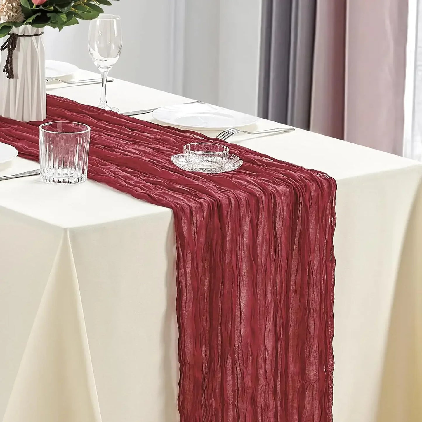 1/2/4/6Pack CheeseCloth Table Runner,40x270cm Boho Gauze Fabric Rustic Sheer TableRunner for Wedding Bridal Shower Party Banquet