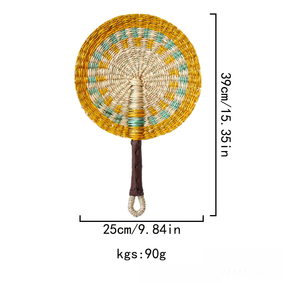 2025 New Hot-selling Seagrass Woven Straw Fan Wall Hanging African Element Wind Wall Decoration Daily Summer Hand Crank Pu