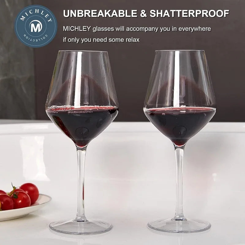 MICHLEY 2/4/6PCS Unbreakable Tritan Plastic Wine Glass Picnic Set Reusable Luxury For Party Barware Outdoor Dishwasher