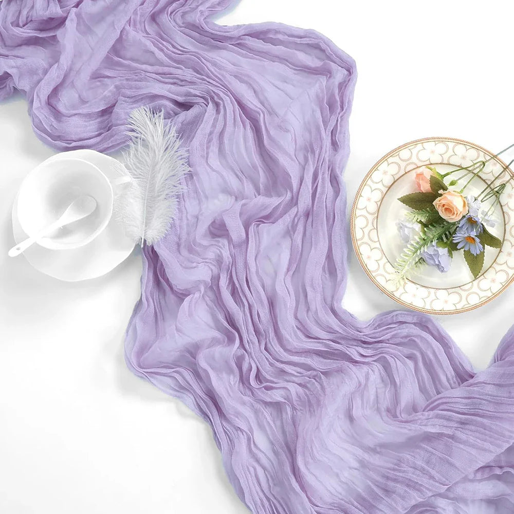 Lilac Purple Lavender Cheesecloth Table Runner Wedding Party Boho Rustic Gauze Table Runner Bridal Shower Birthday Decorations