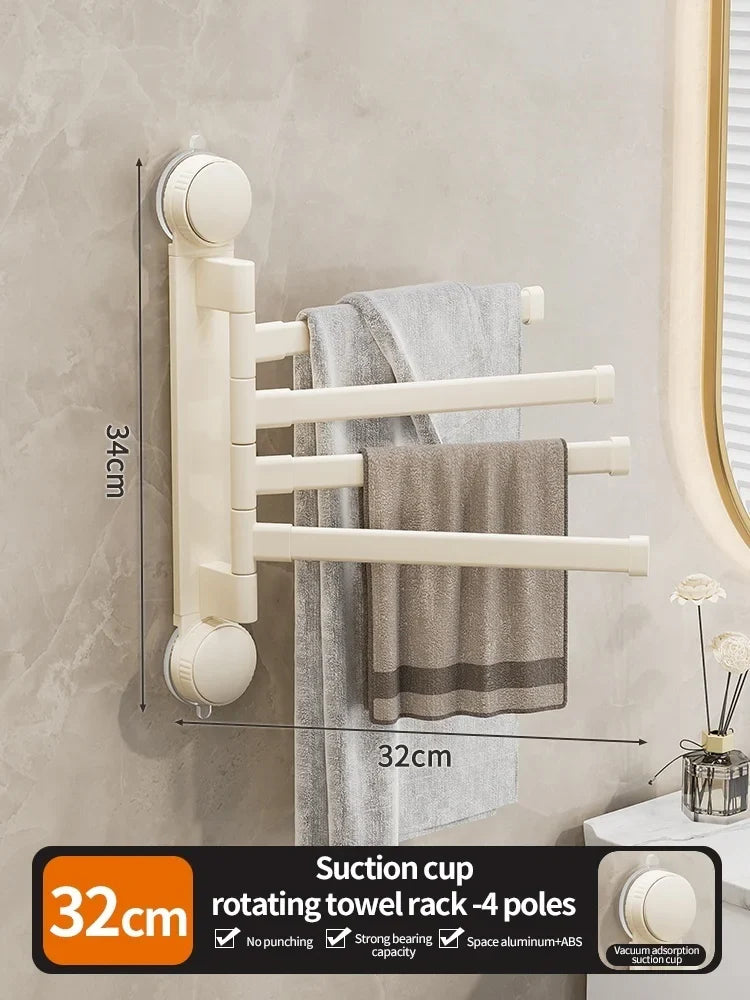 No Need To Drill Suction Cup rotating towel rack multi-bar folding rack towel rack Bathroom bath towel rack Kitchen storage rack
