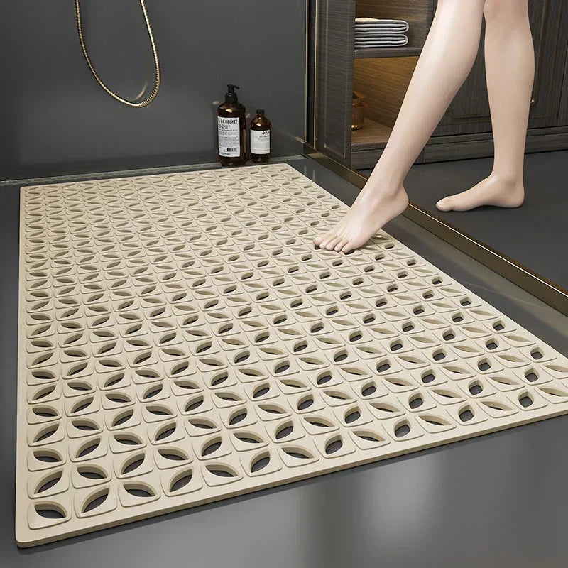 1pcs Non-Slip PVC Bathroom Floor Mat - Waterproof Shower Room Anti-Skid Foot Pad Bath Mat for Bathroom Rug Toilet Carpet