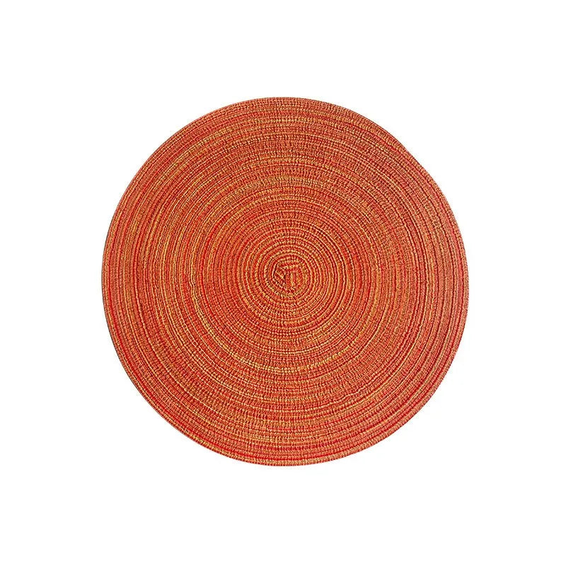 Nordic Style Imitation Cotton Yarn Placemat Round Ramie Woven Coaster Insulation Dish Mat Household Anti-scald Mat