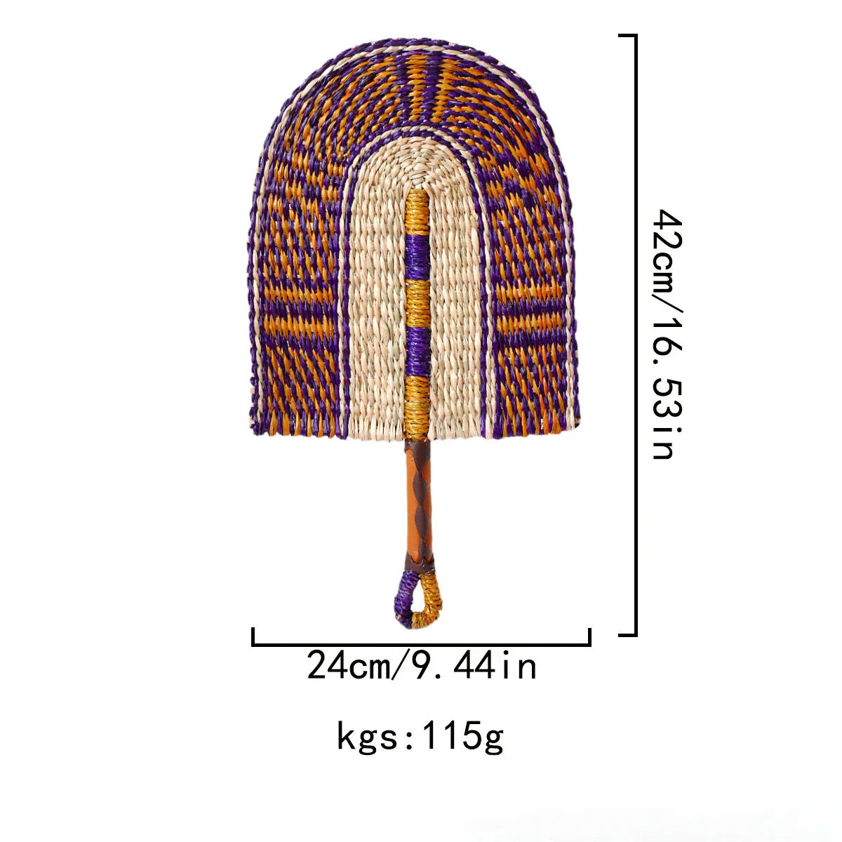 2025 New Hot-selling Seagrass Woven Straw Fan Wall Hanging African Element Wind Wall Decoration Daily Summer Hand Crank Pu
