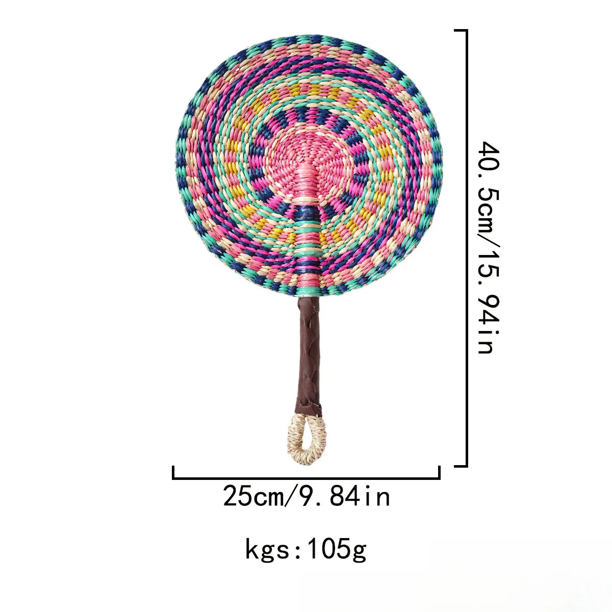 2025 New Hot-selling Seagrass Woven Straw Fan Wall Hanging African Element Wind Wall Decoration Daily Summer Hand Crank Pu