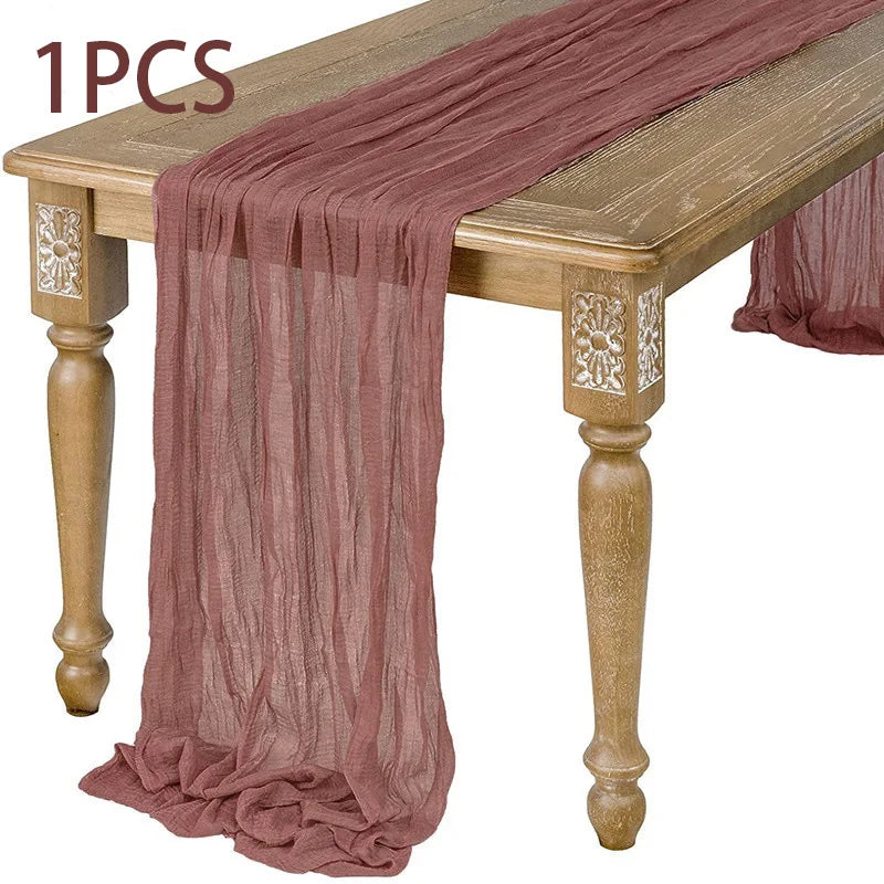 90x400CM Semi-Sheer Gauze Table Runner For Wedding Reception Sheer Bridal Shower Birthday Party banquet Xmas Table Decoration