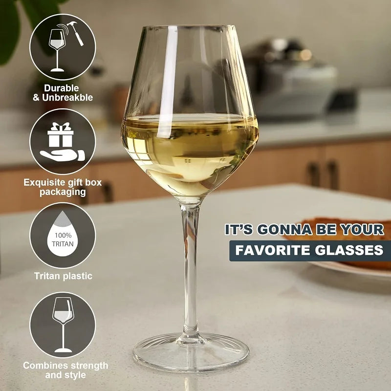 MICHLEY 2/4/6PCS Unbreakable Tritan Plastic Wine Glass Picnic Set Reusable Luxury For Party Barware Outdoor Dishwasher