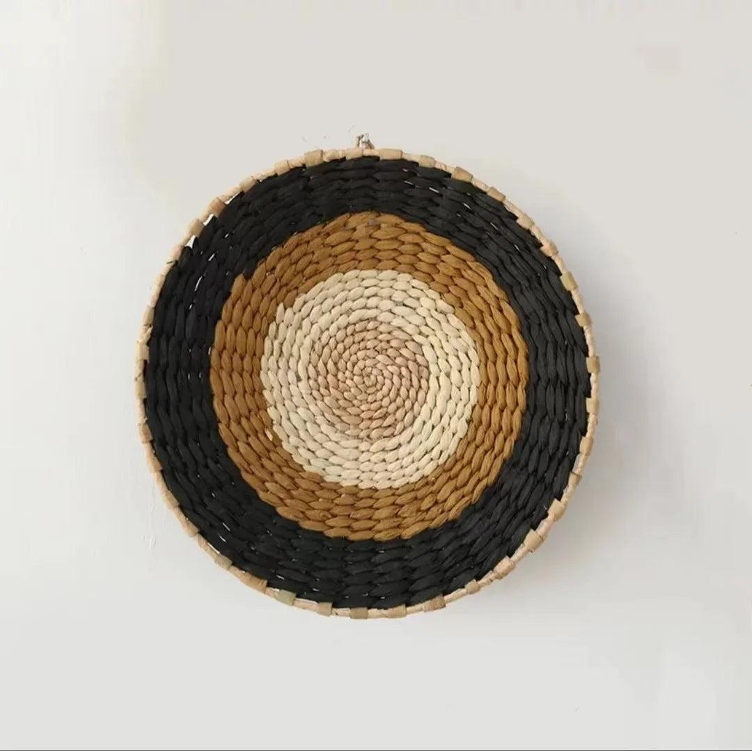 Boho Hand Woven Wall Basket Hanging Home Decorative Rustic Wall Basket Decor Pendants For Kitchen Farmhouse Table Living Room
