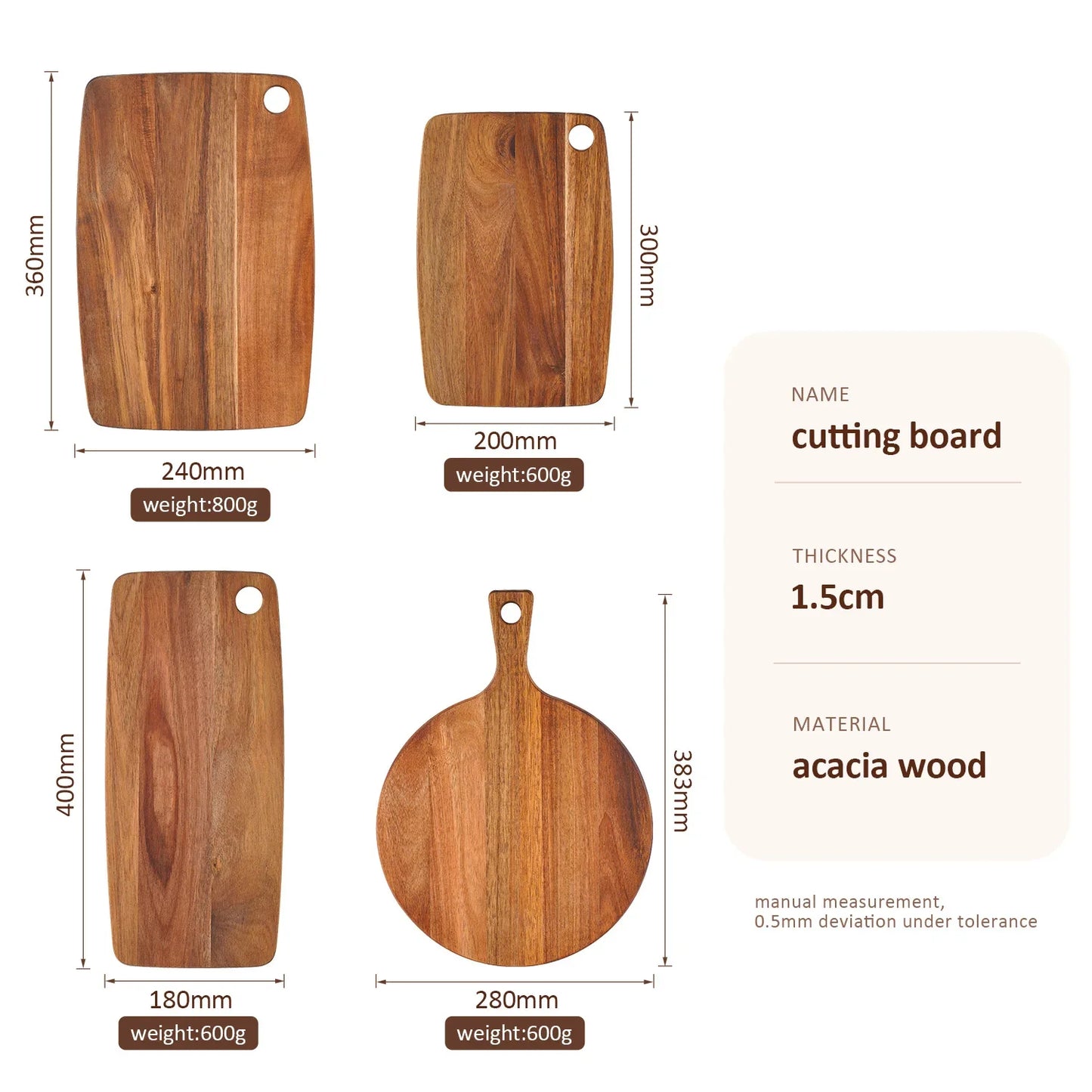 Acacia Wood Cutting Board Charcuterie Board Decorative Wooden Serving Board for Kitchen