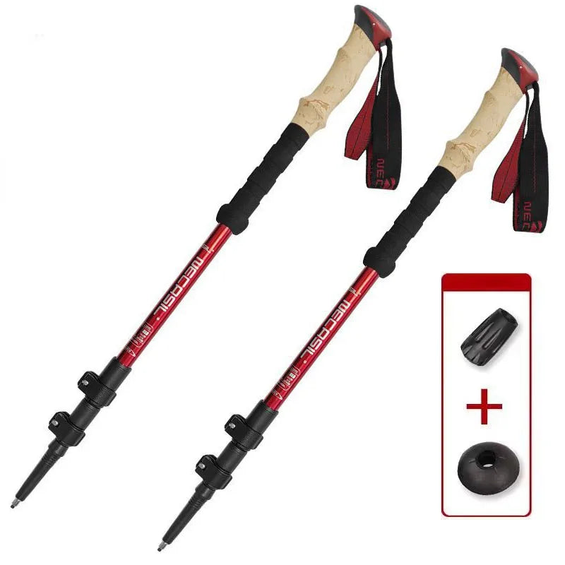 2PCS Aluminum Hiking Sticks Telescoping Trekking Poles Ultralight Portable Climbing walking stick Mountaineering