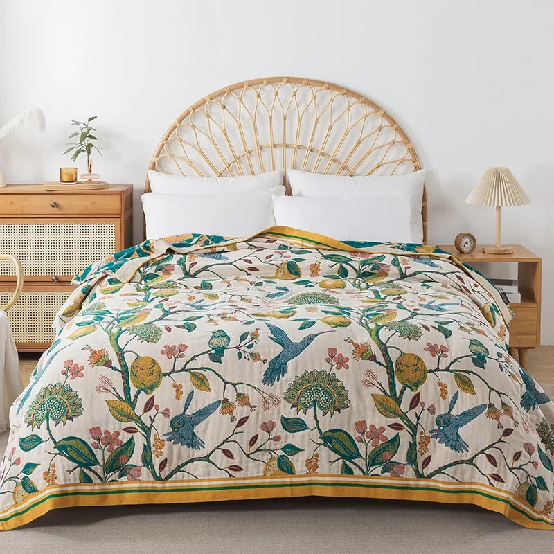New Flowers Cotton Blanket Bedspread Single Double Home Decor Sofa Cover Summer Cooling Quilt Nap Blanket Cover Soft Bed Sheet