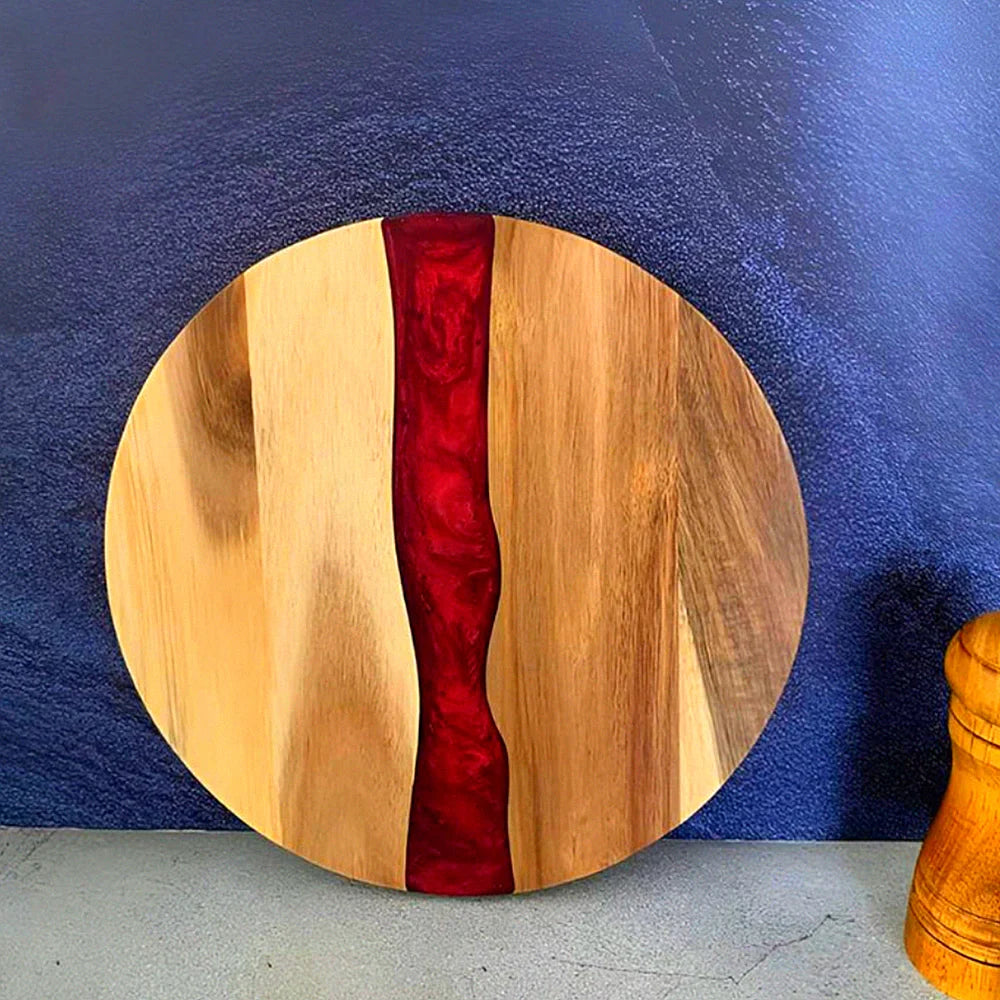 Wood Resin Charcuterie Board, Resin Cutting Board for Kitchen and mini bar, for meat,Cheese, Bread, Vegetables, Fruits,roundness