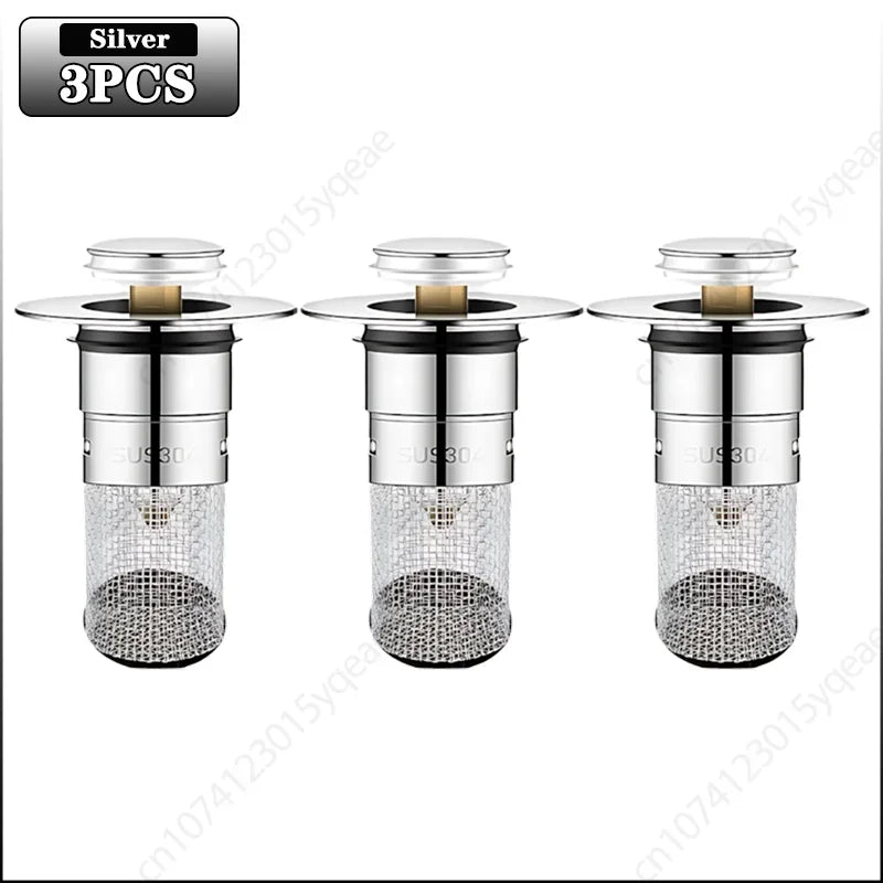 Durable Stainless Steel Floor Drain Stopper with Hair Catcher Anti Odor Pop Up Core for Bathroom Washbasin and Shower Cleaning
