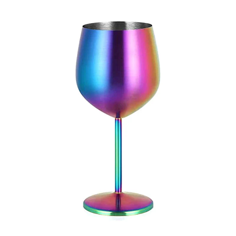 500ML Stainless Steel  Unbreakable Tall Champagne Glass Bar KTV European Style Goblet Glass Goblet Metal Red Wine Cocktail Glass