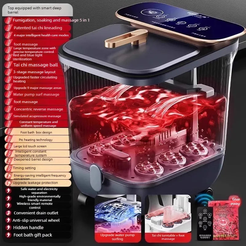 Electric Home Spa Foot Bath Basin with Heating and Constant Temperature  Fully Automatic Massage Foot Bath  with Remote Control