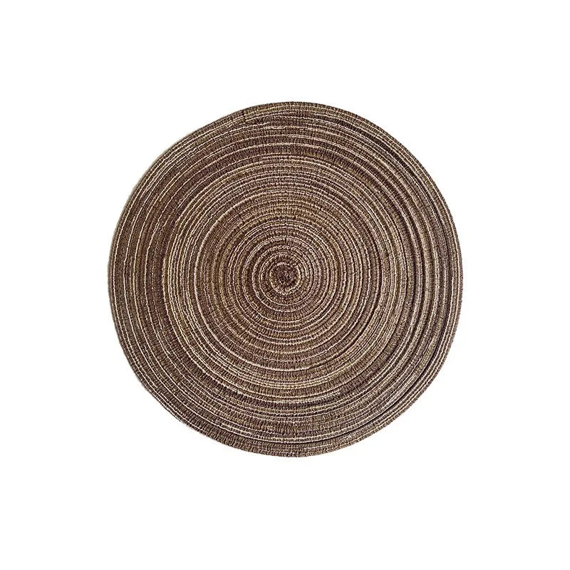 Nordic Style Imitation Cotton Yarn Placemat Round Ramie Woven Coaster Insulation Dish Mat Household Anti-scald Mat