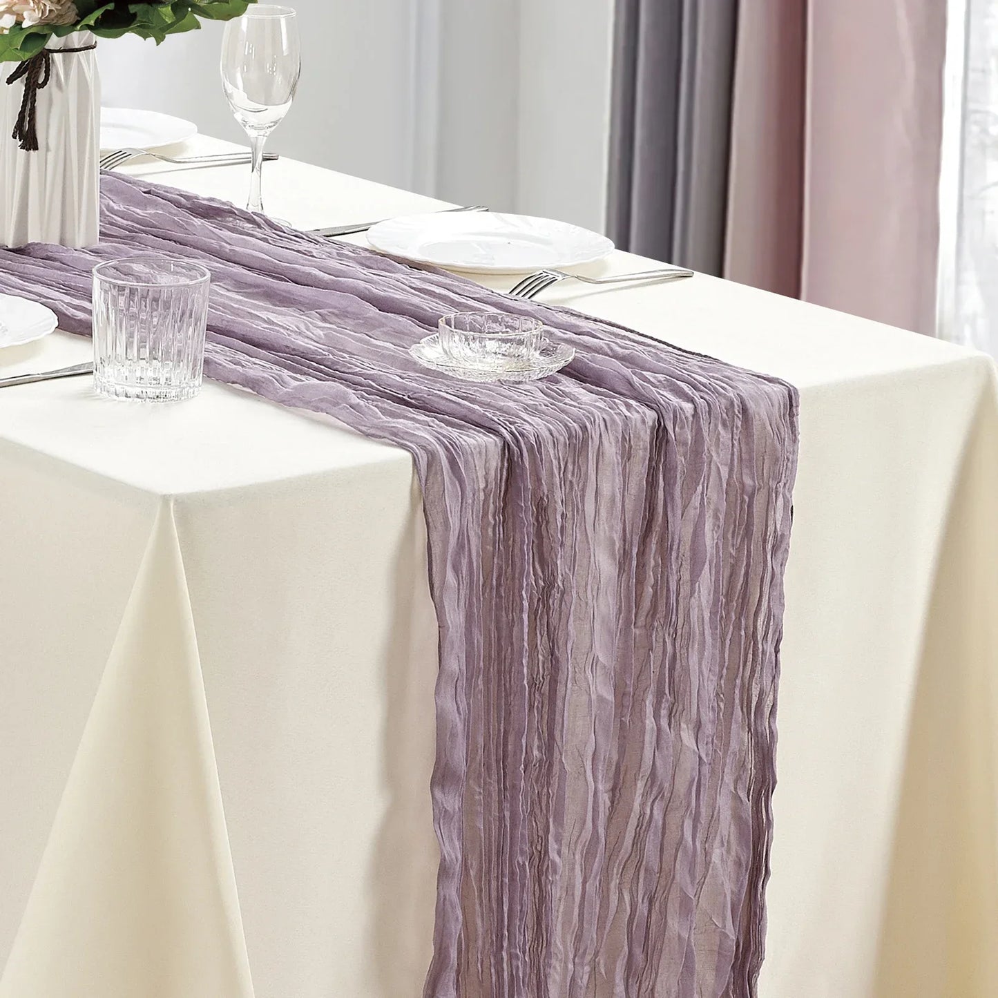 1/2/4/6Pack CheeseCloth Table Runner,40x270cm Boho Gauze Fabric Rustic Sheer TableRunner for Wedding Bridal Shower Party Banquet