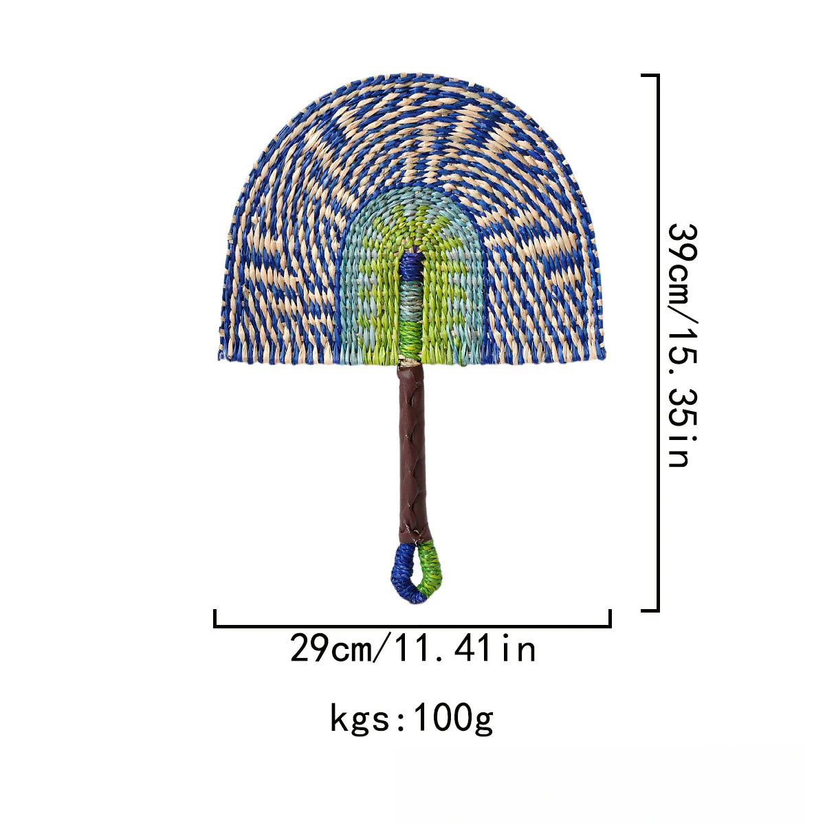 2025 New Hot-selling Seagrass Woven Straw Fan Wall Hanging African Element Wind Wall Decoration Daily Summer Hand Crank Pu