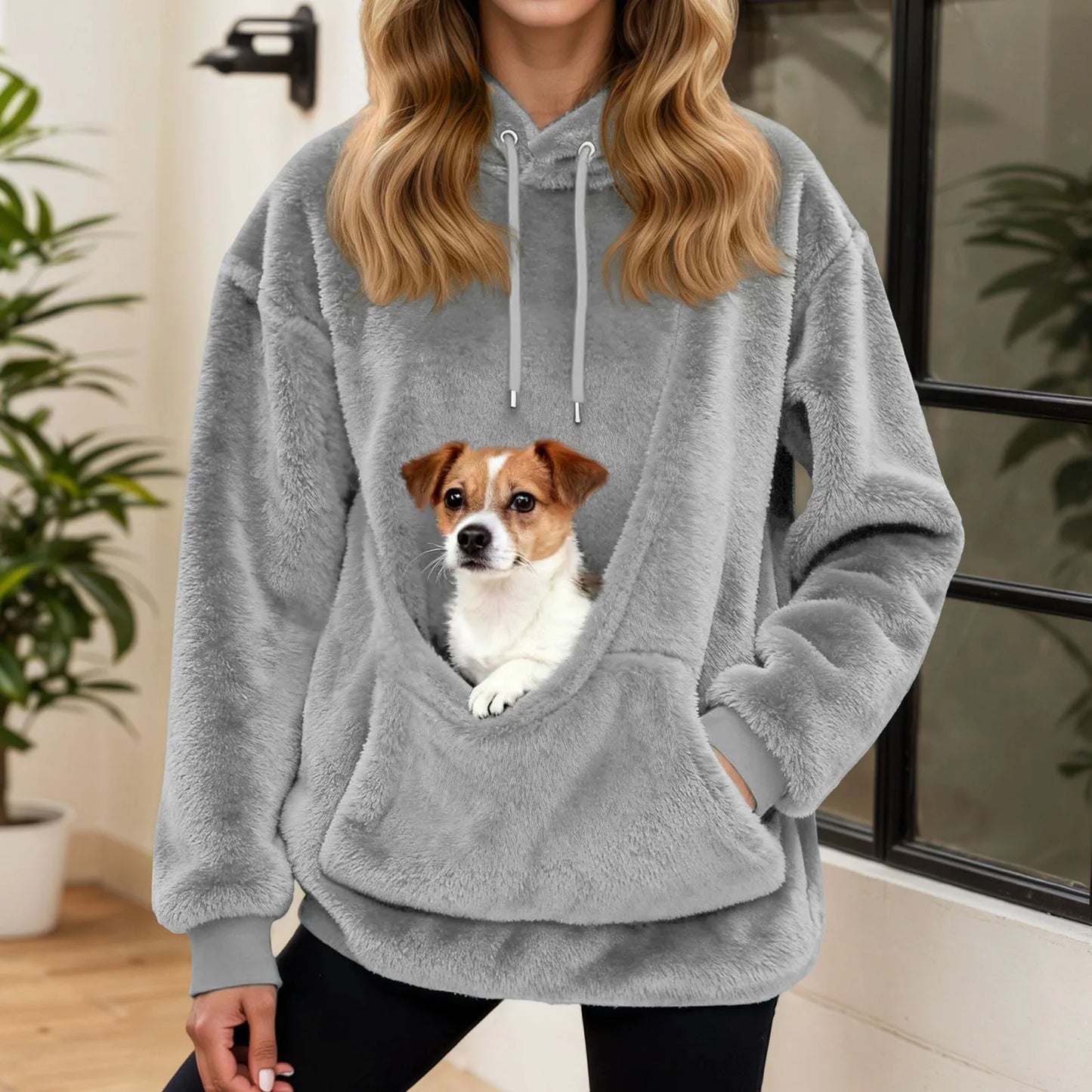 Hot Sale Hoodie Womens Fall And Winter Fleece Pet Pocket Hooded Sweatshirt Funny Pullover Top Cat And Dog Holder Carrier Hoodies